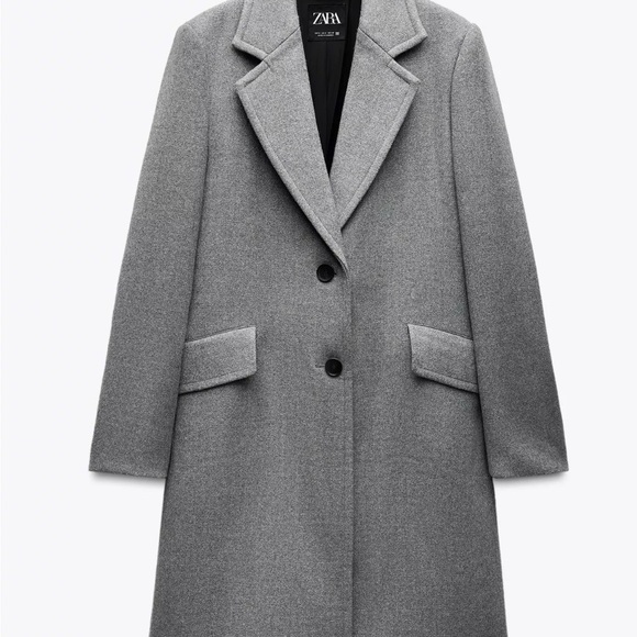 Zara Jackets & Blazers - Zara Grey Tailored Wool-Blend Single-Breasted Coat